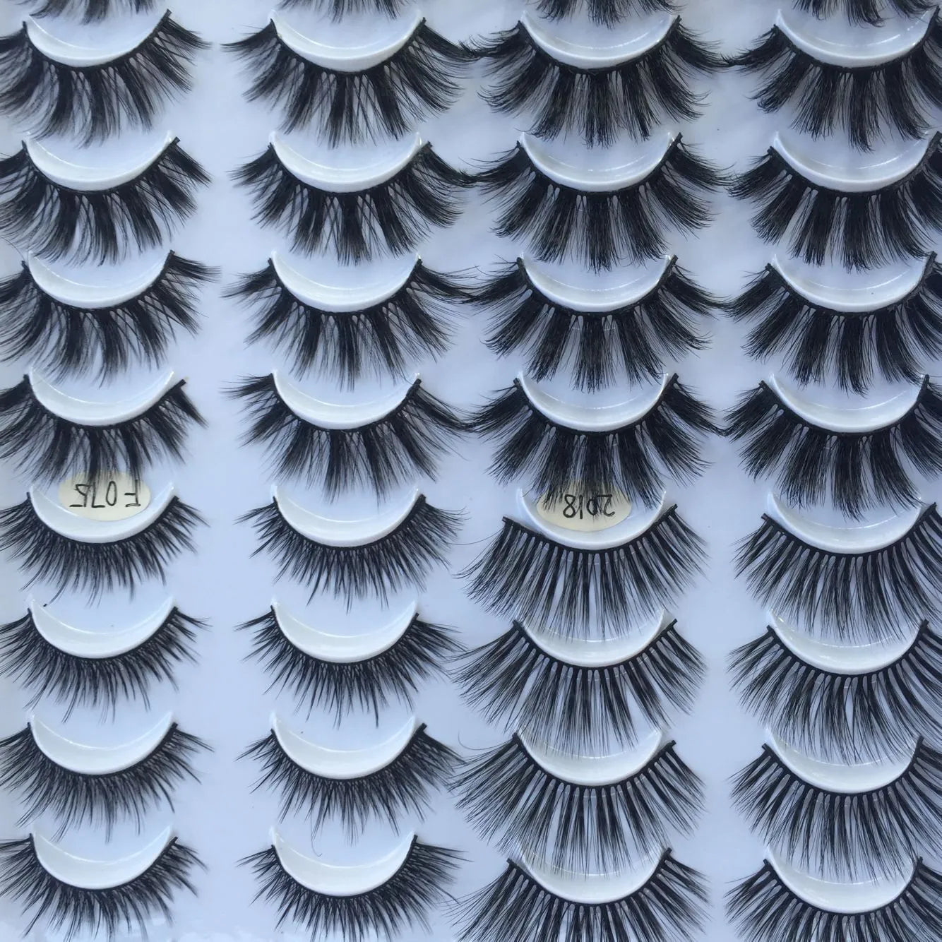 20 pairs of three-dimensional multi-layer false eyelashes made of chemical fibre, pure handmade, mixed styles.
