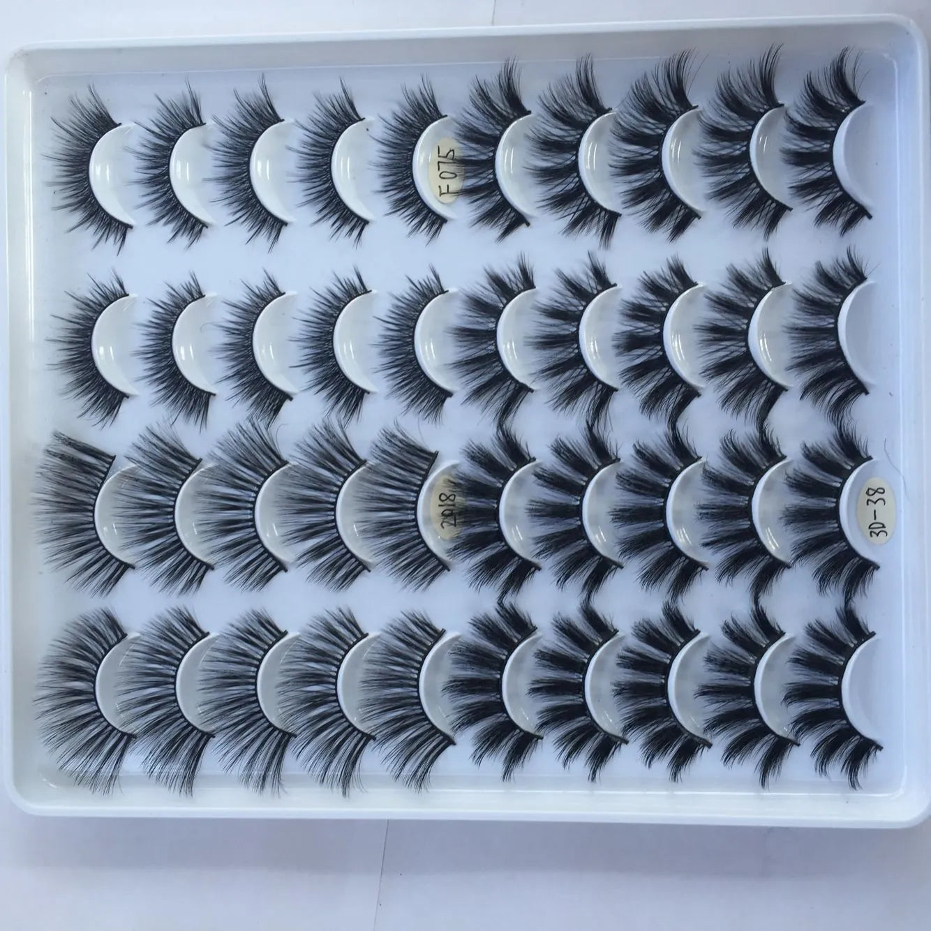 20 pairs of three-dimensional multi-layer false eyelashes made of chemical fibre, pure handmade, mixed styles.