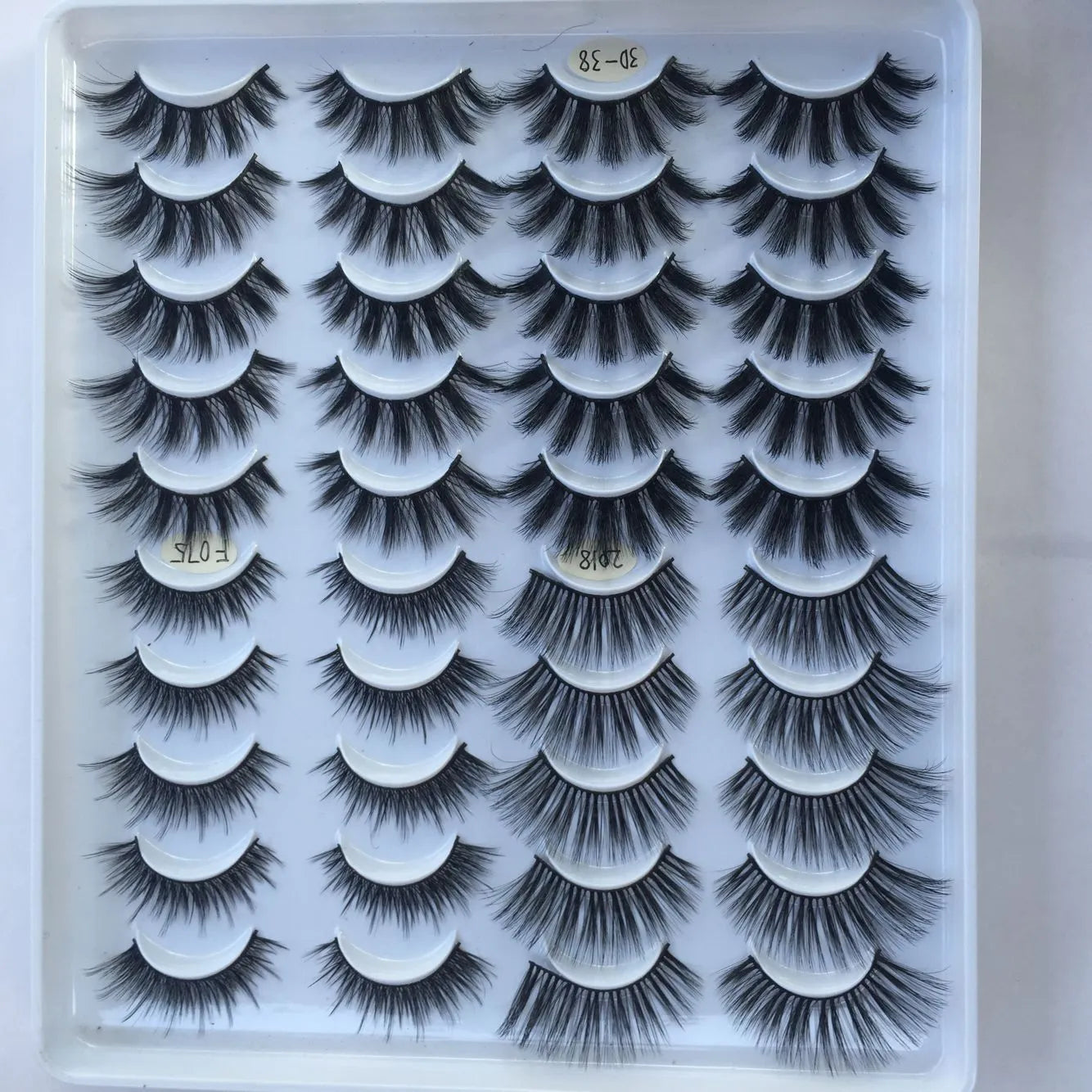 20 pairs of three-dimensional multi-layer false eyelashes made of chemical fibre, pure handmade, mixed styles.