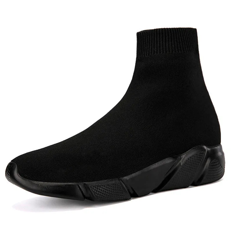 Pair of casual mesh slip-on shoes with flat heel and round toe, available in multiple colours