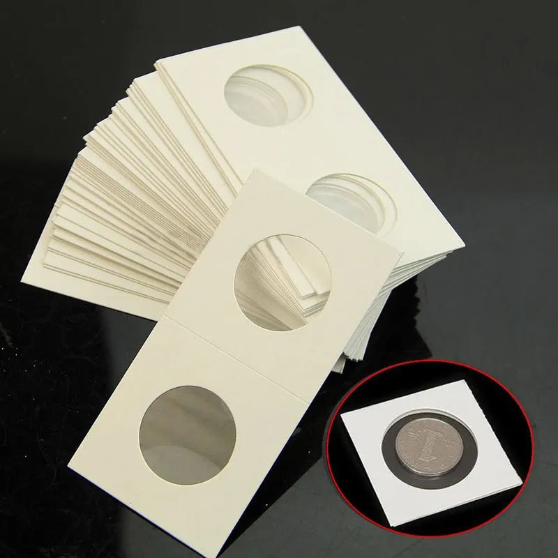 White paper coin protector set with 50 pieces in transparent OPP bag for coin collection