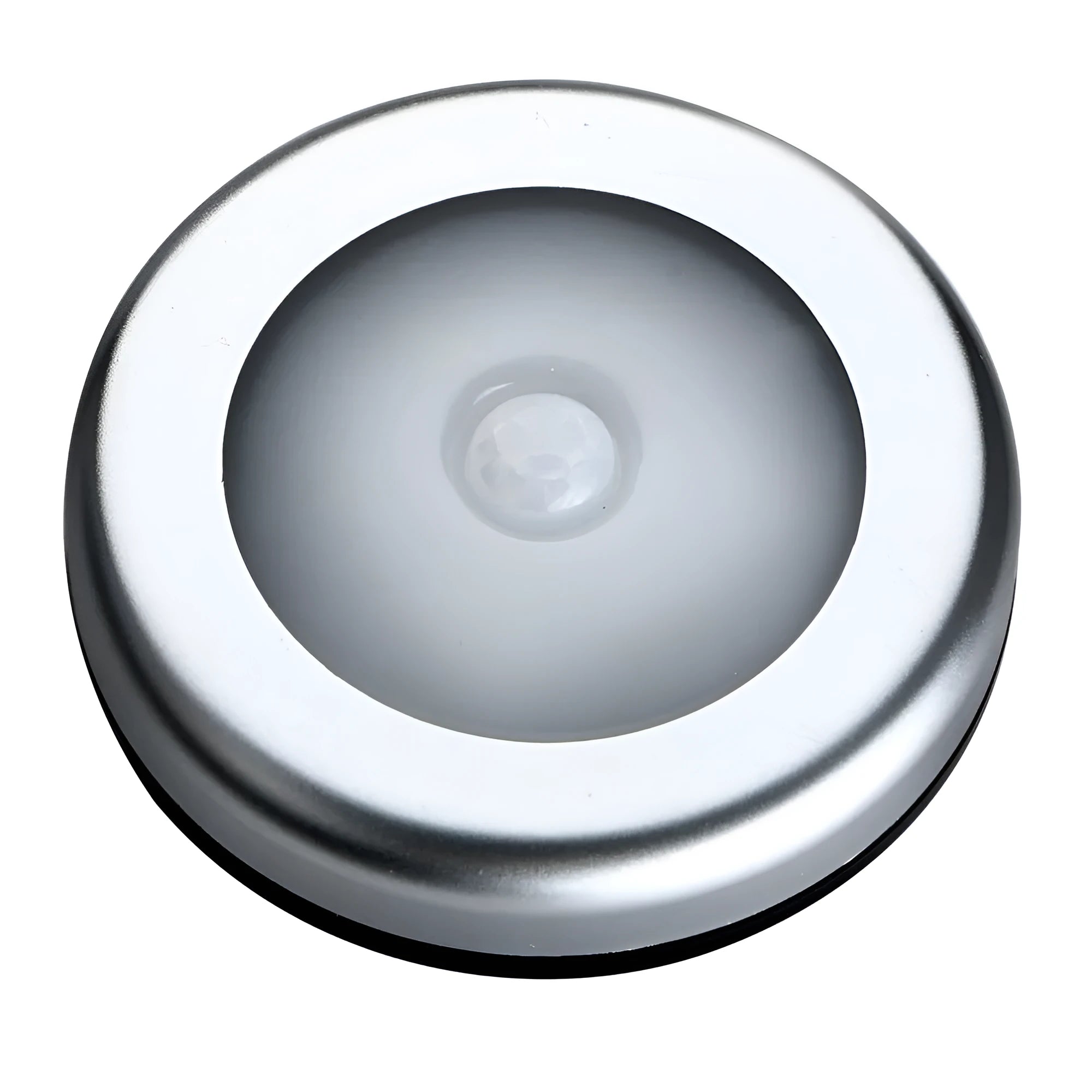 Silver wireless motion sensor night light with 80mm size and battery operation