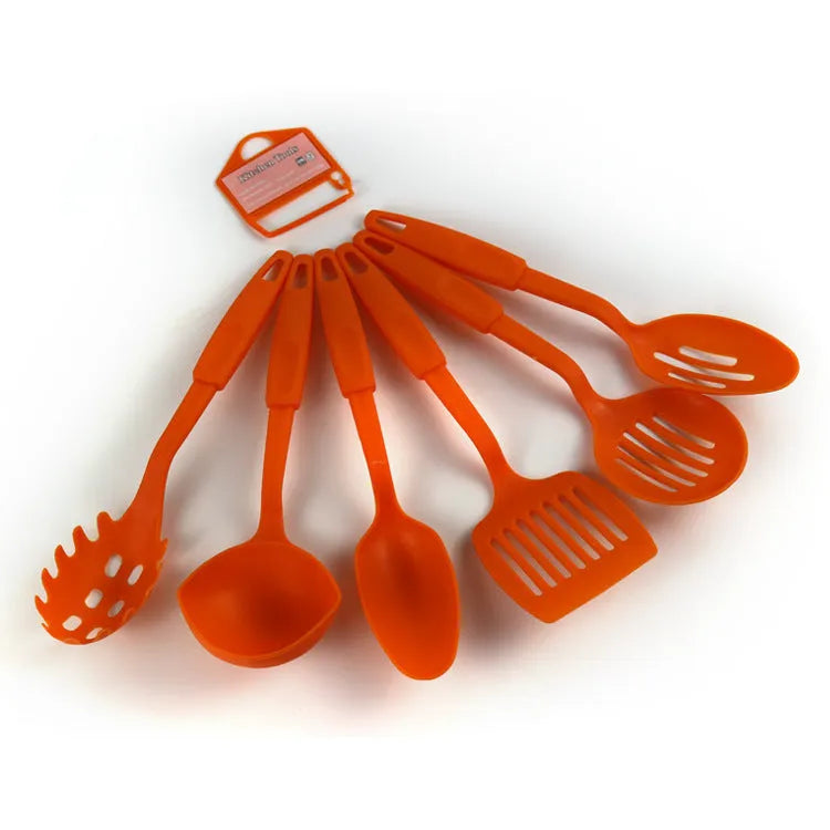 Black rubber kitchen utensil set with shovel and spoon for non-stick cookware