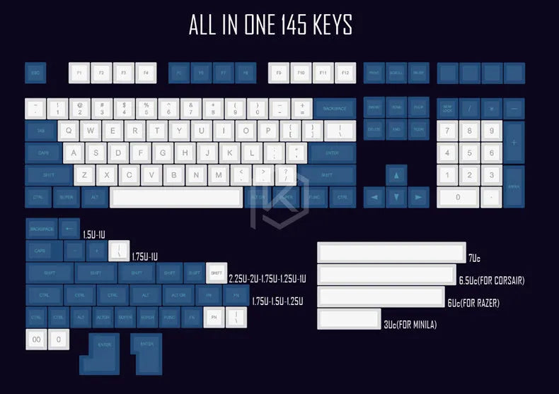 Blue and white laser engraving keycap wired non-mechanical keyboard with multimedia keys