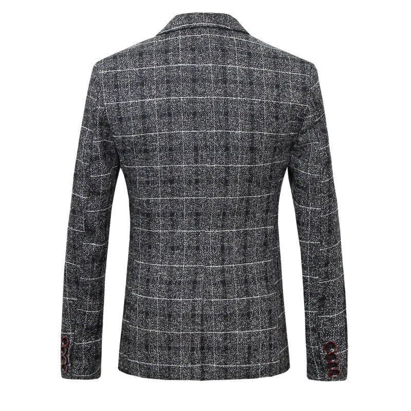 Men's slim-fitting plaid suit set in Fashion City style with jacket and trousers