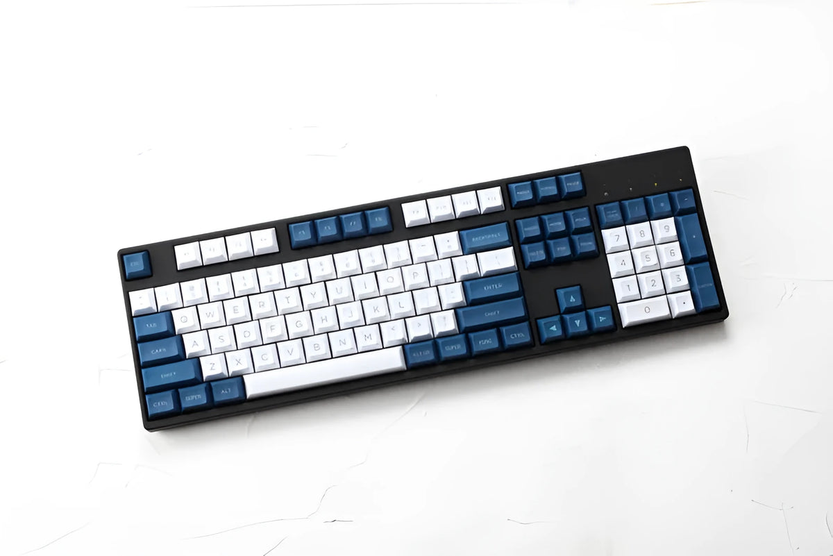 Blue and white laser engraving keycap wired non-mechanical keyboard with multimedia keys
