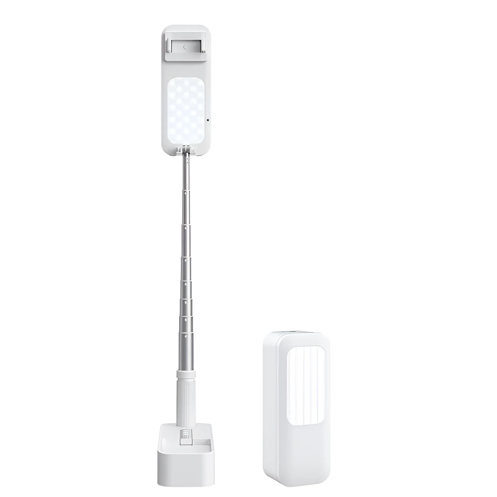 Wireless live broadcast bracket fill light retractable charging base stand for smartphone in white