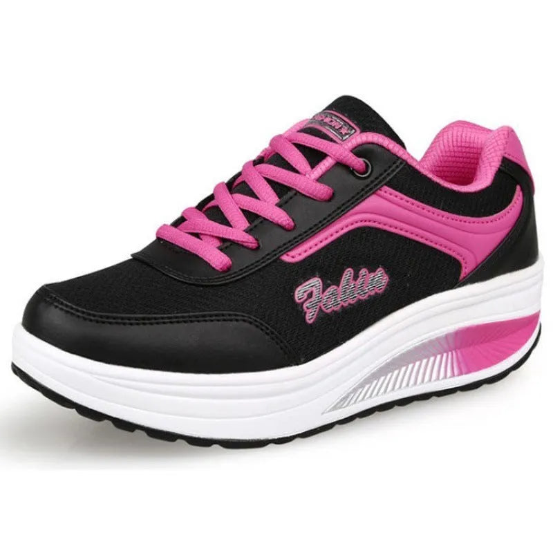 Women's heelless sports travel shoe in grey powder colour with a 3-5cm middle heel.