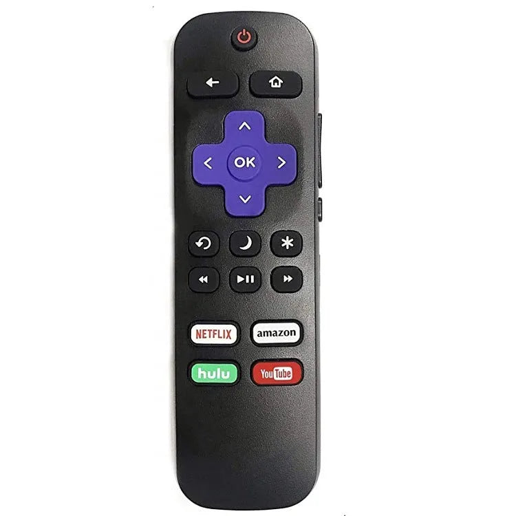 Black Roku TV remote control for models 1, 2, 3, 4, HD, XD, XS, Express, and Premiere.