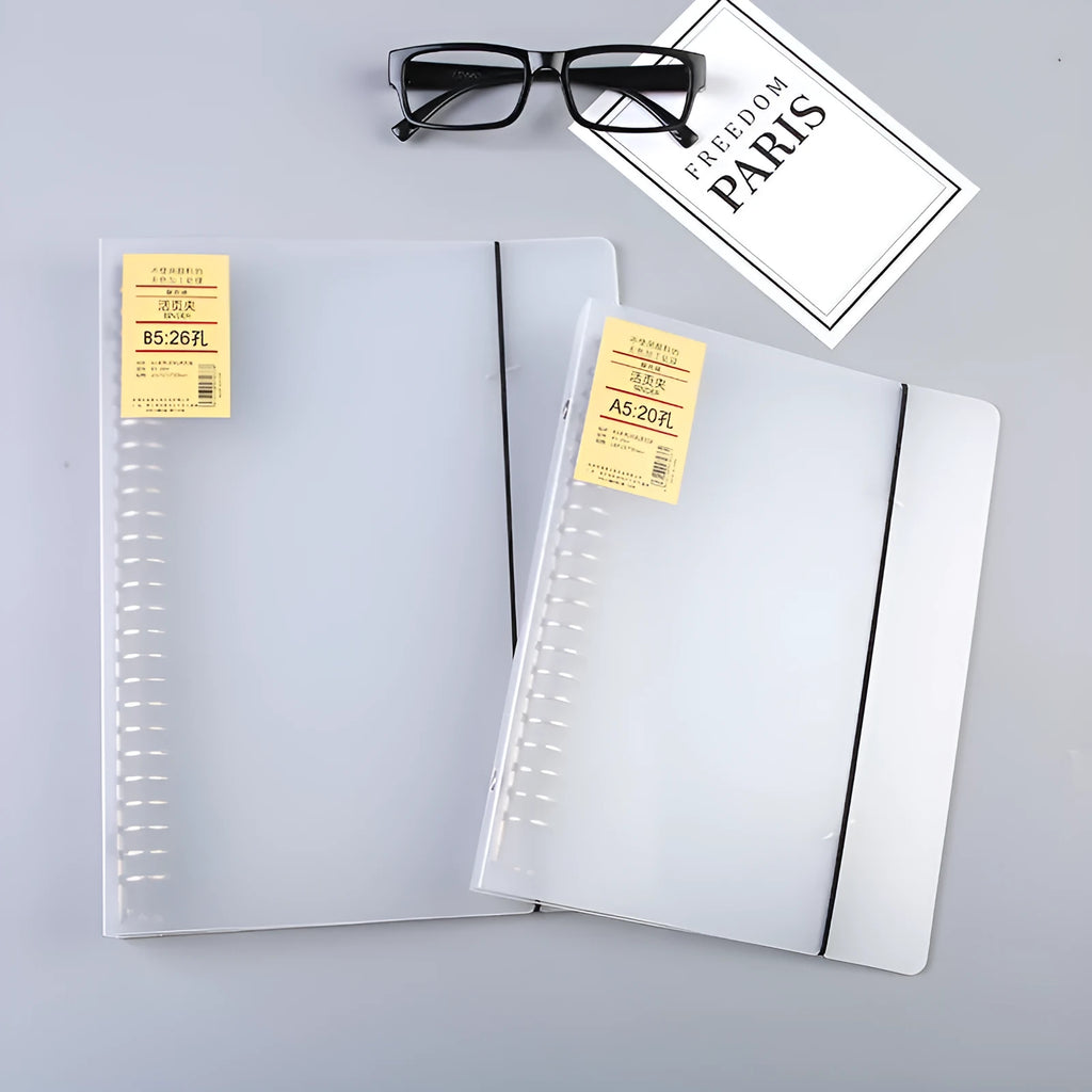 A5 26-hole looped binder notebook with matte PP cover and horizontal line pages