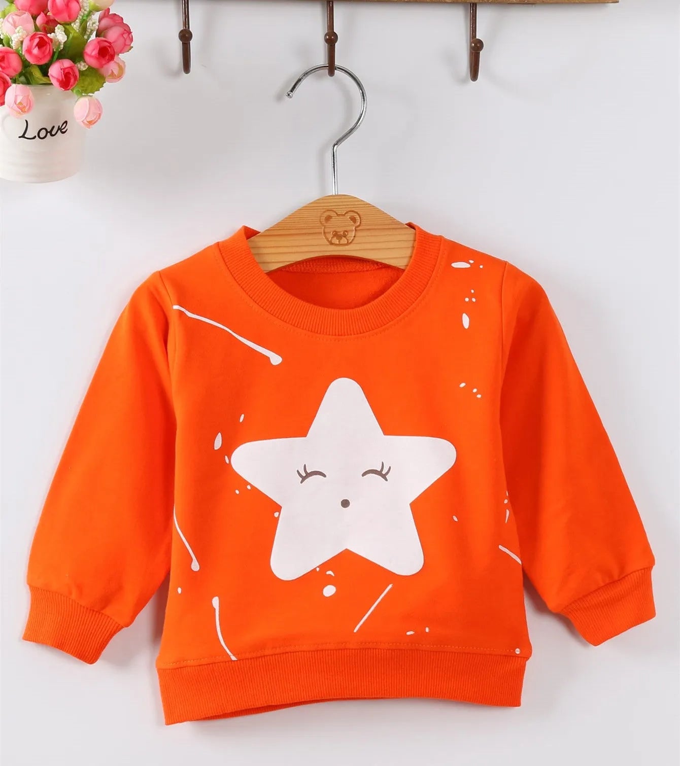 Korean style baby girls cartoon print cotton sweater for autumn in sizes 70cm 80cm 90cm 100cm