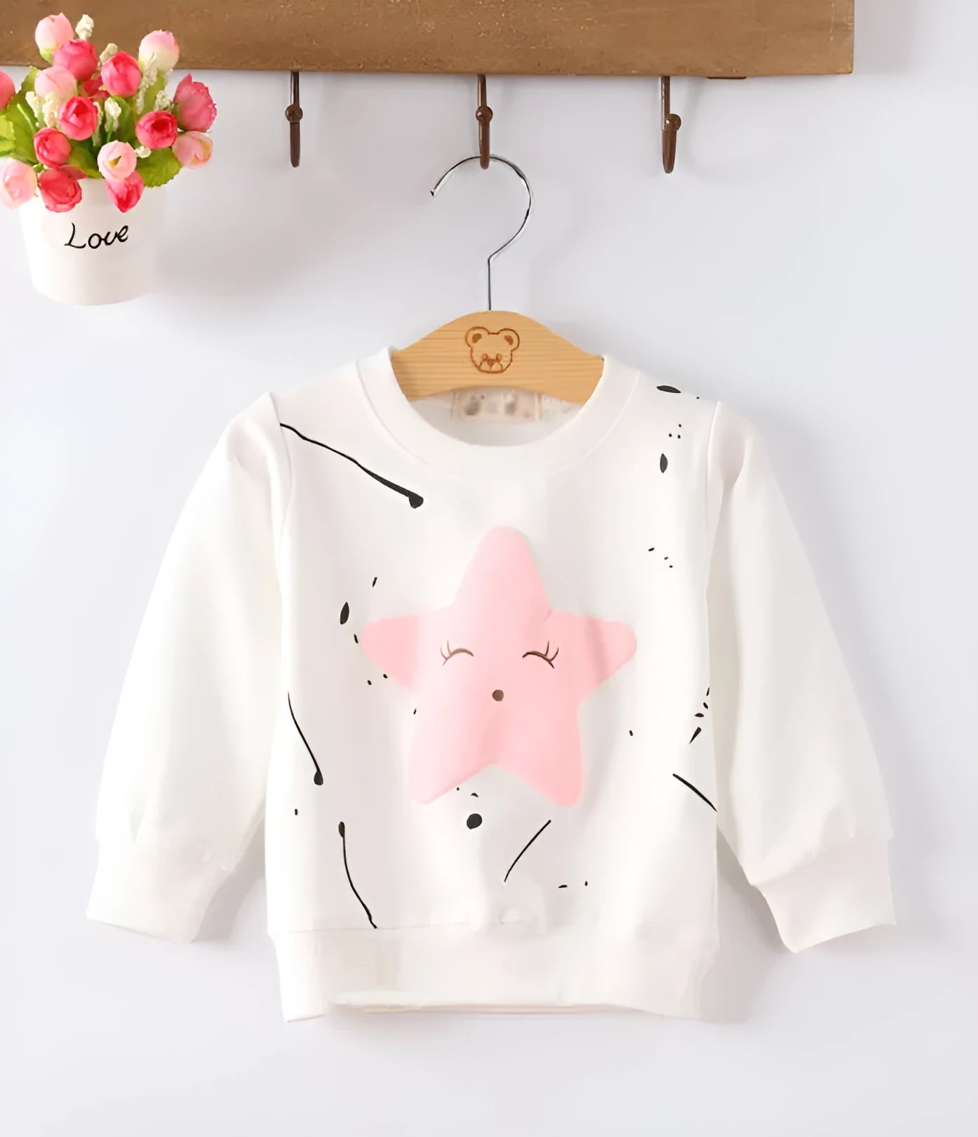 Korean style baby girls cartoon print cotton sweater for autumn in sizes 70cm 80cm 90cm 100cm