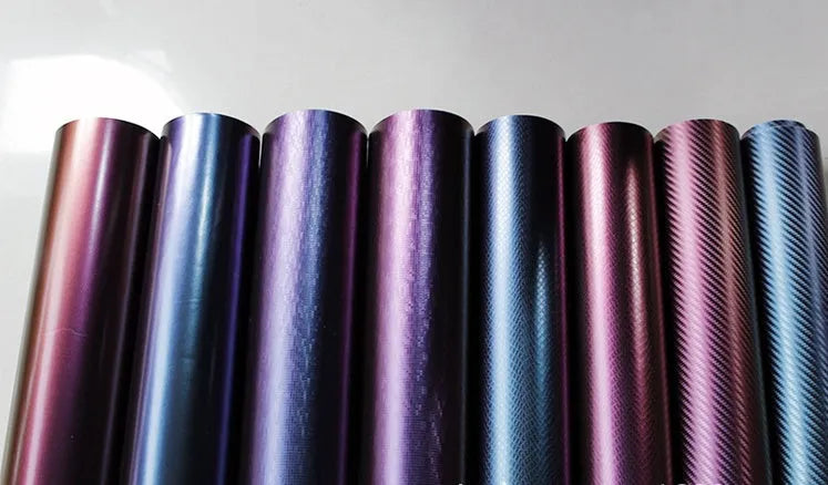 Chameleon carbon fibre car film 152cm x 30cm self-adhesive PVC colour change wrap in blue to purple