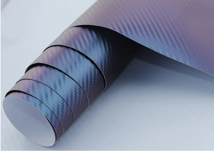 Chameleon carbon fibre car film 152cm x 30cm self-adhesive PVC colour change wrap in blue to purple