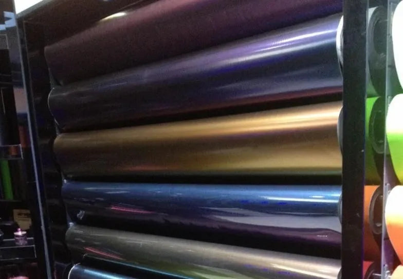 Chameleon carbon fibre car film 152cm x 30cm self-adhesive PVC colour change wrap in blue to purple