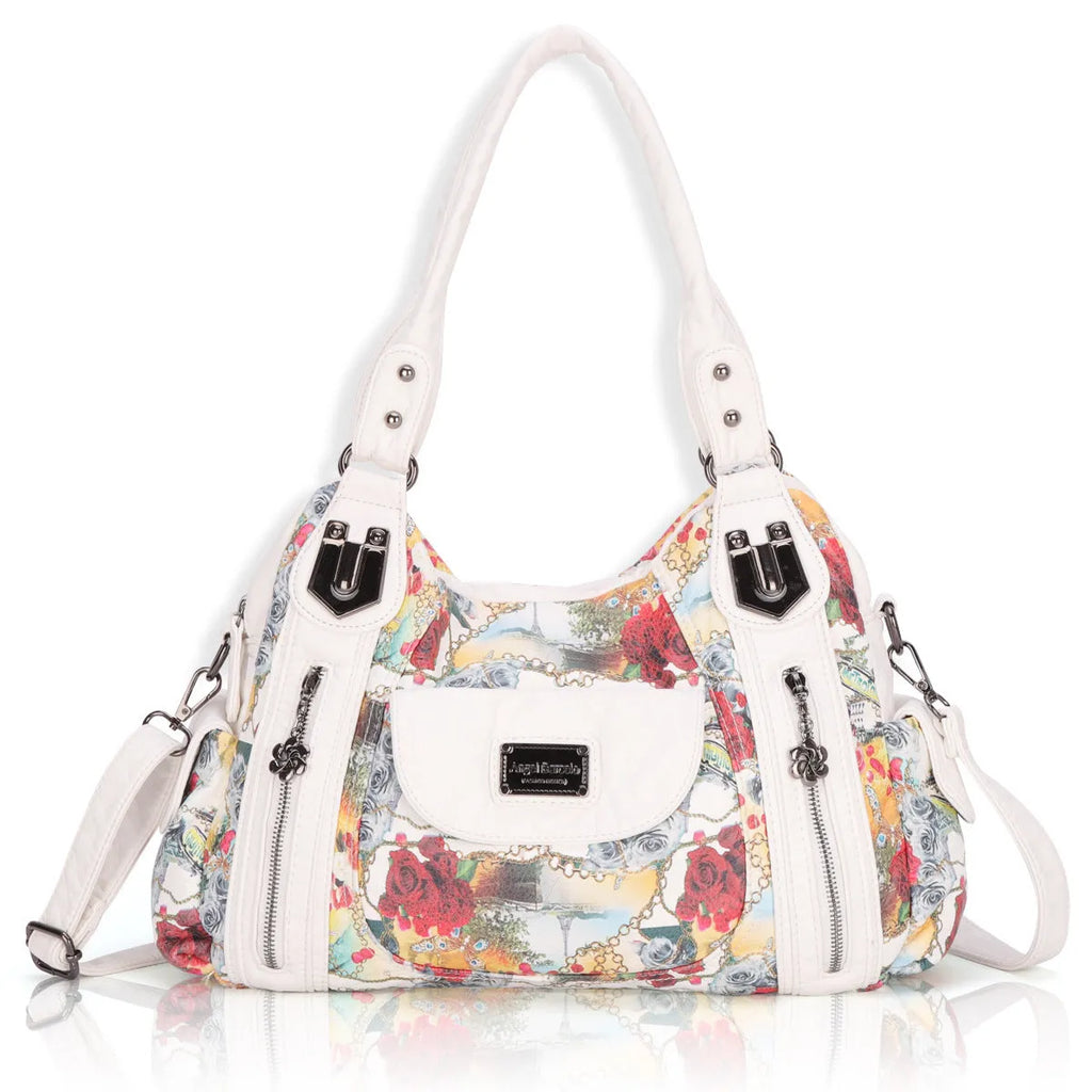 White PU leather women's messenger bag with horizontal square dumpling style and polyester cotton lining