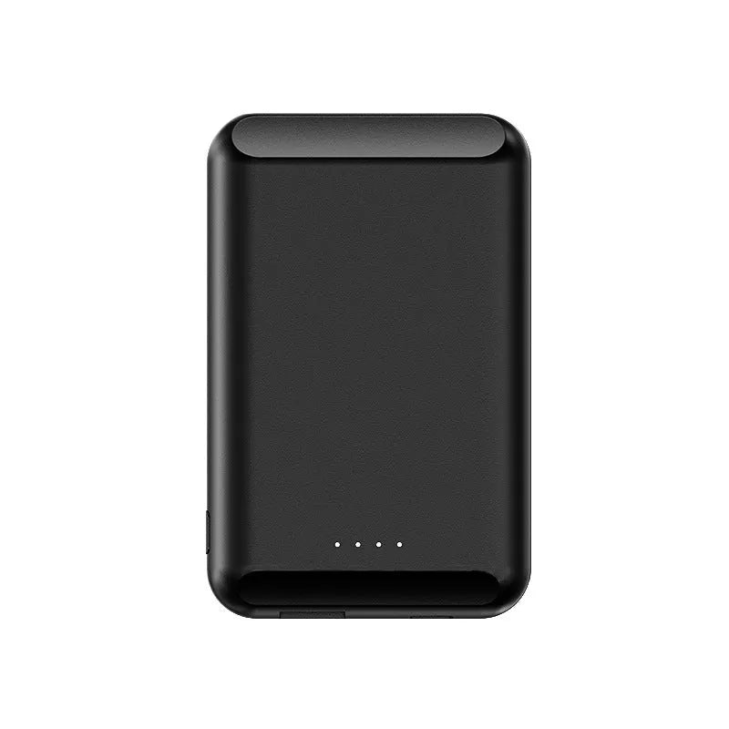 Magnetic wireless power bank in various colours attached to a mobile phone.