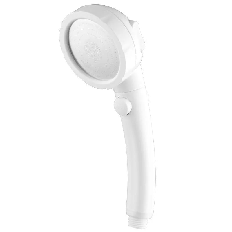 ABS plastic handheld shower head with universal 4-point fitting in electroplated, UV, white or blue finish