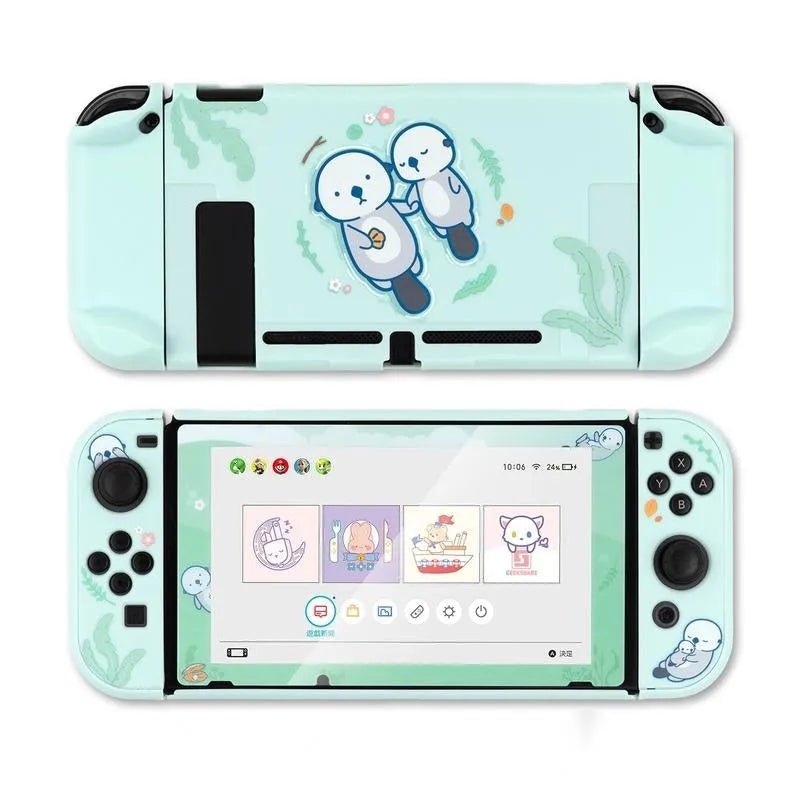 Nintendo Switch silicone protective shell with hard PC cover and back grip housing