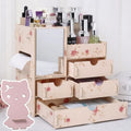 Wooden cosmetic storage box with drawers for makeup and jewellery organisation