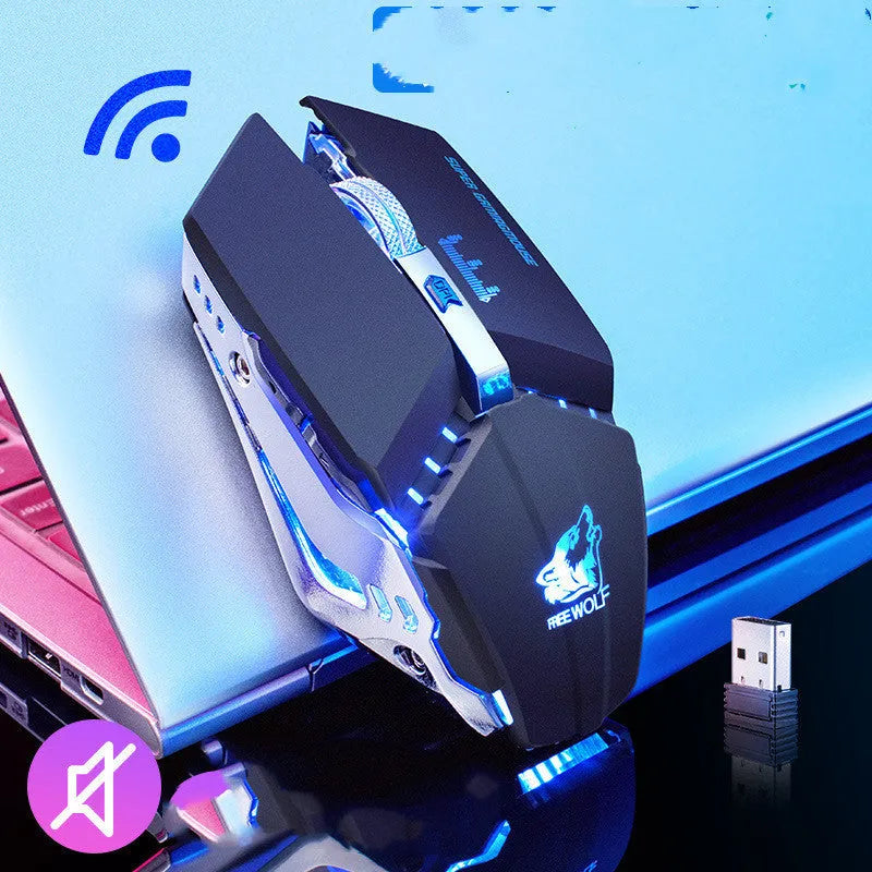 Rechargeable wireless gaming mouse with adjustable DPI and mechanical switches