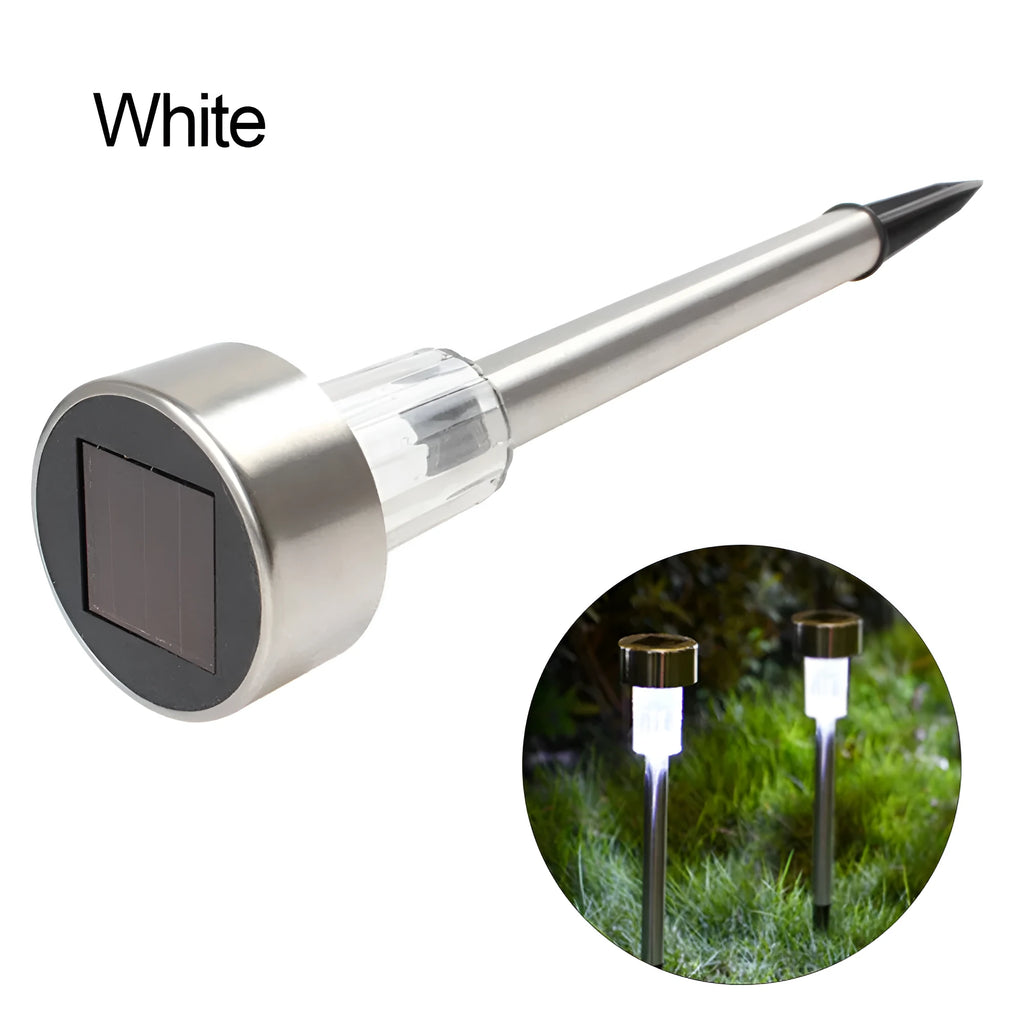 Stainless steel waterproof garden landscape light with LED illumination on a grassy surface.
