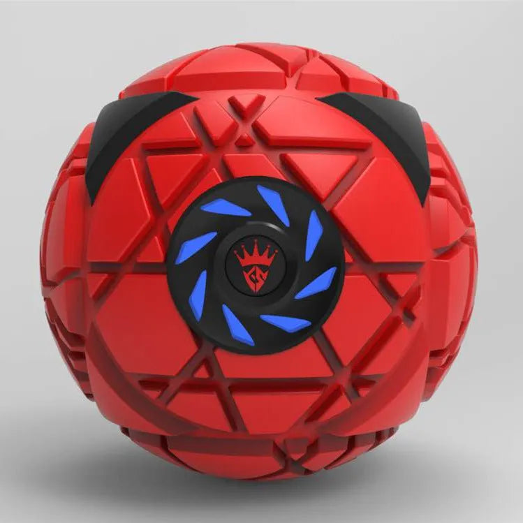 Red electric fascia massage ball with 120mm diameter, USB powered, on a flat surface.