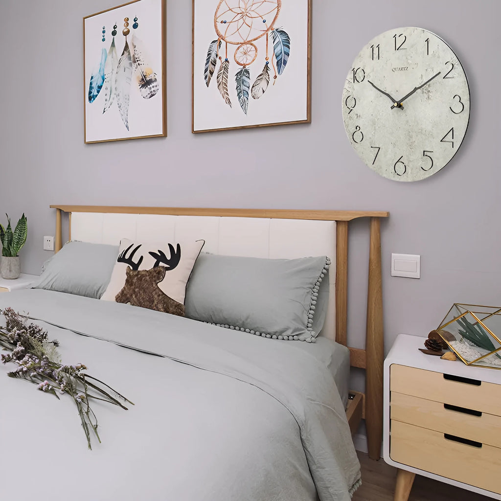 Modern European style wall clock with 30cm grey face for living room decoration