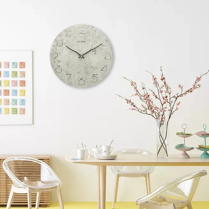 Modern European style wall clock with 30cm grey face for living room decoration