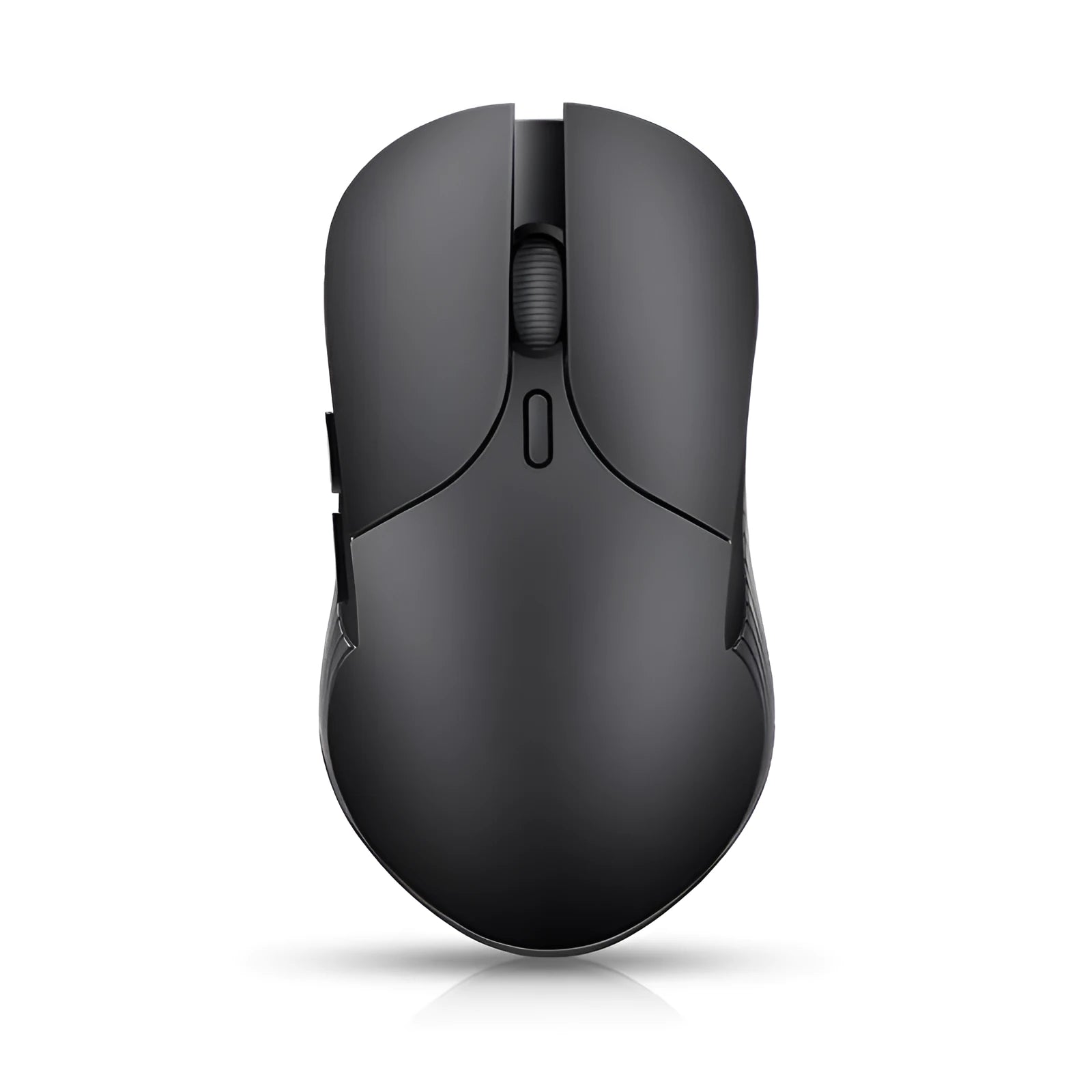 Blue ergonomic wireless computer mouse with voice control and translation functions.