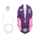Pink blue wireless mute gaming mouse with 2400 DPI optical sensor for desktop computers