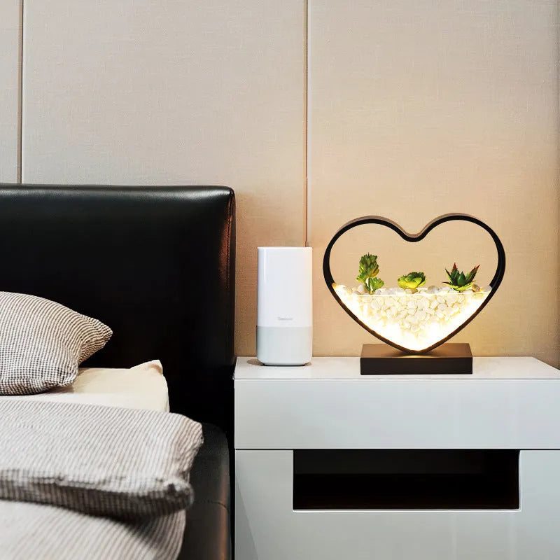 Black creative table lamp with push button switch on bedside table
