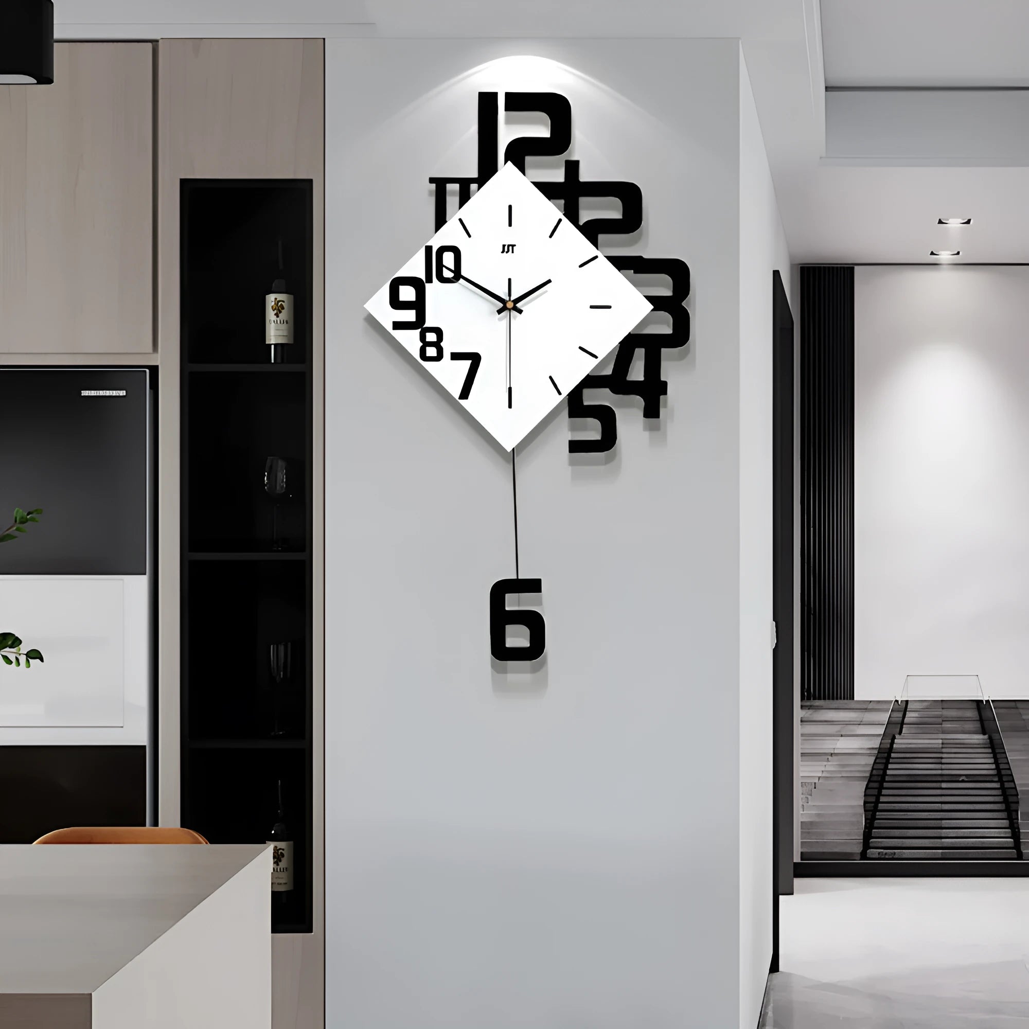 15-inch round digital wall clock with wooden frame in choice of black, blue, or red colours