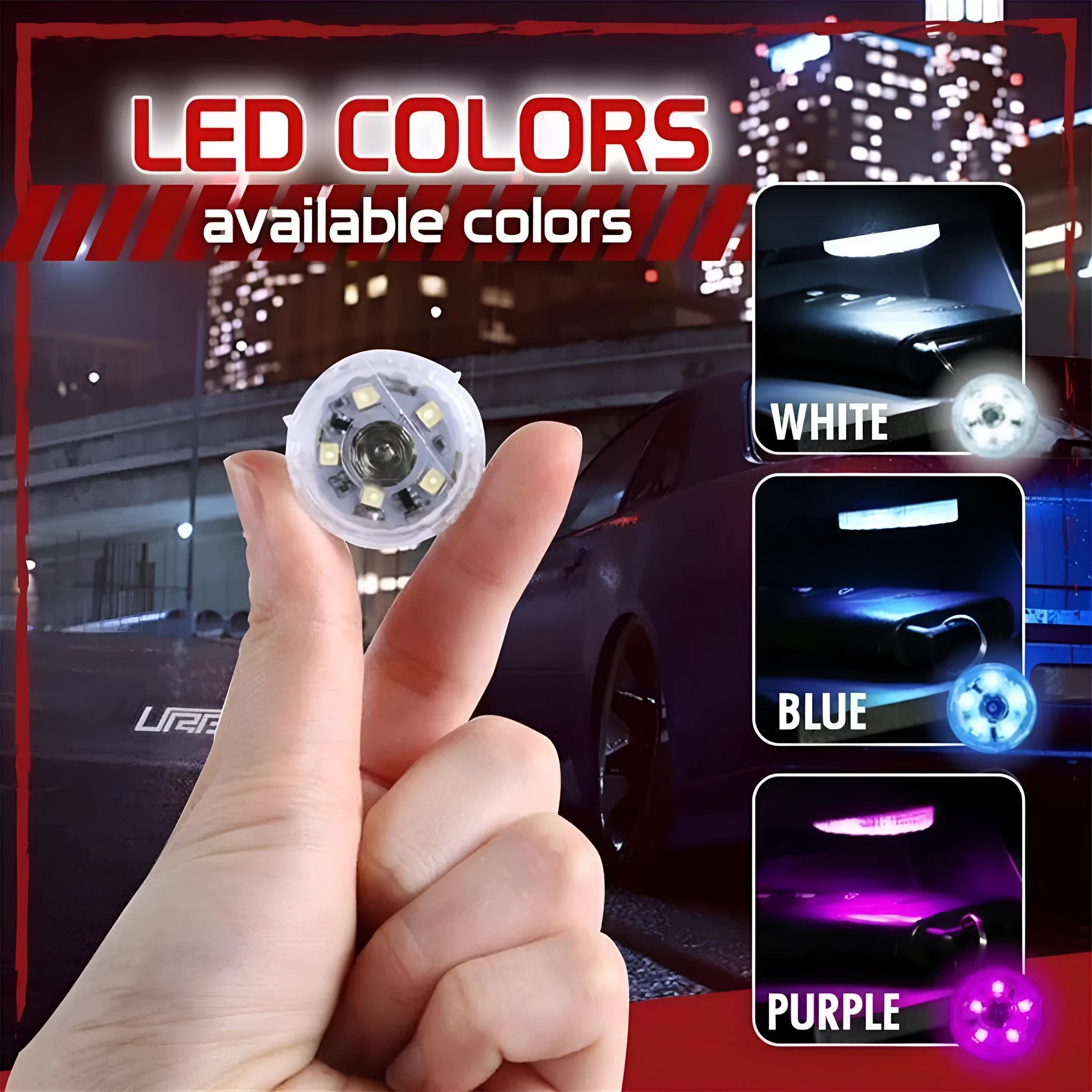 Car interior touch atmosphere light with PCB, available in white, ice blue, purple, universal fit for GM models