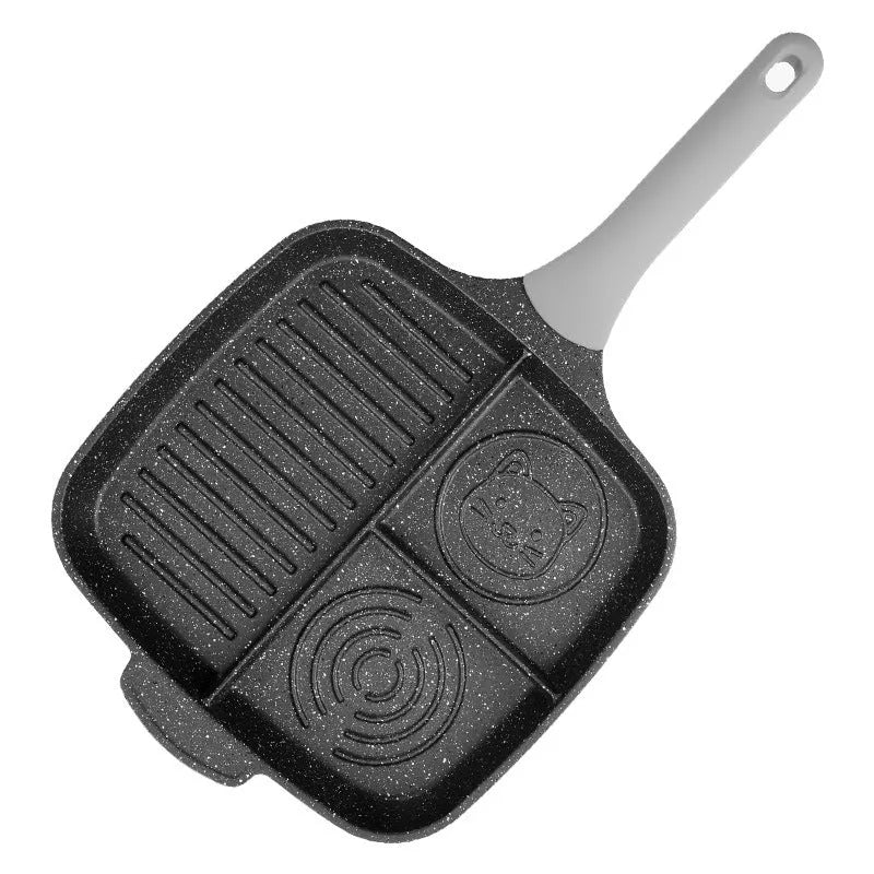 26cm green non-stick breakfast frying pan with bamboo handle on a hob