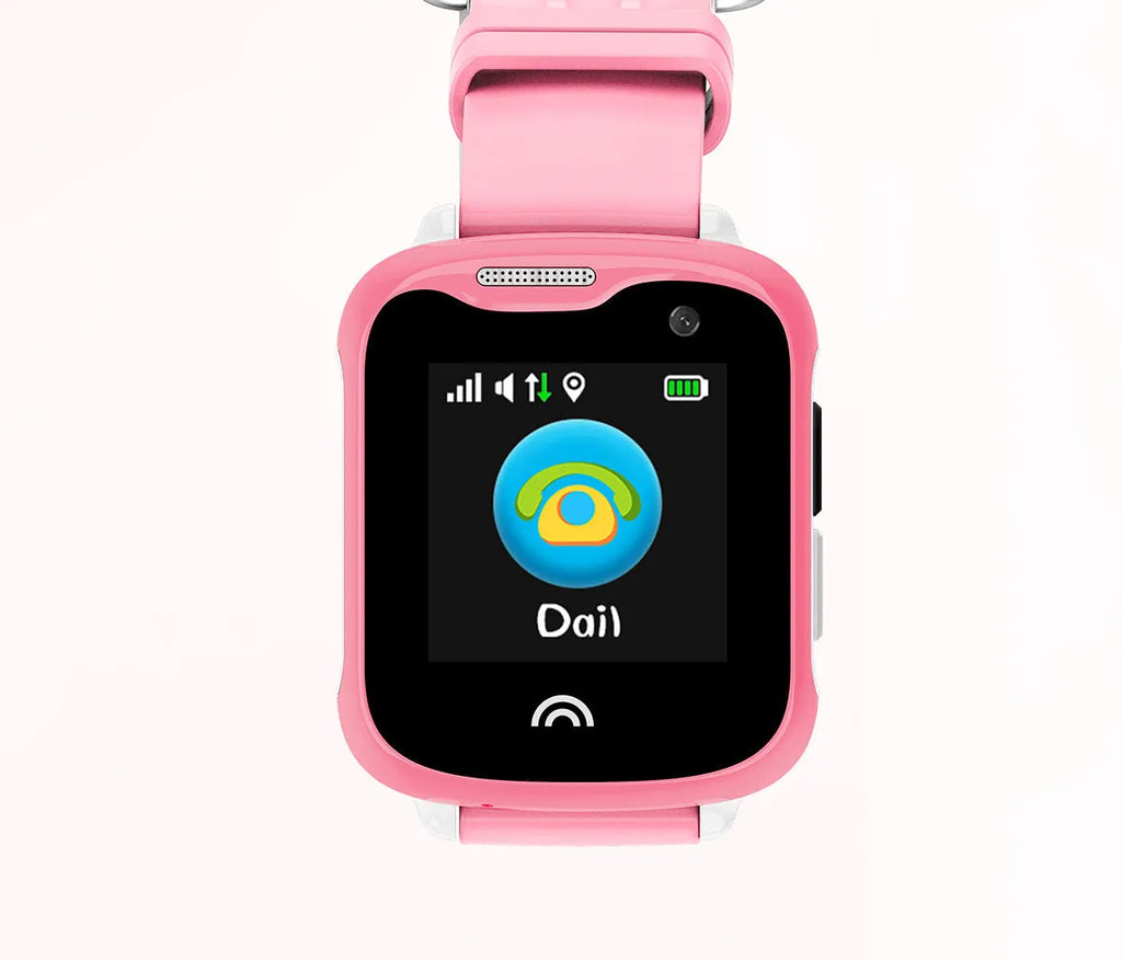 Children's waterproof smartwatch with colour touchscreen on a silicone strap.