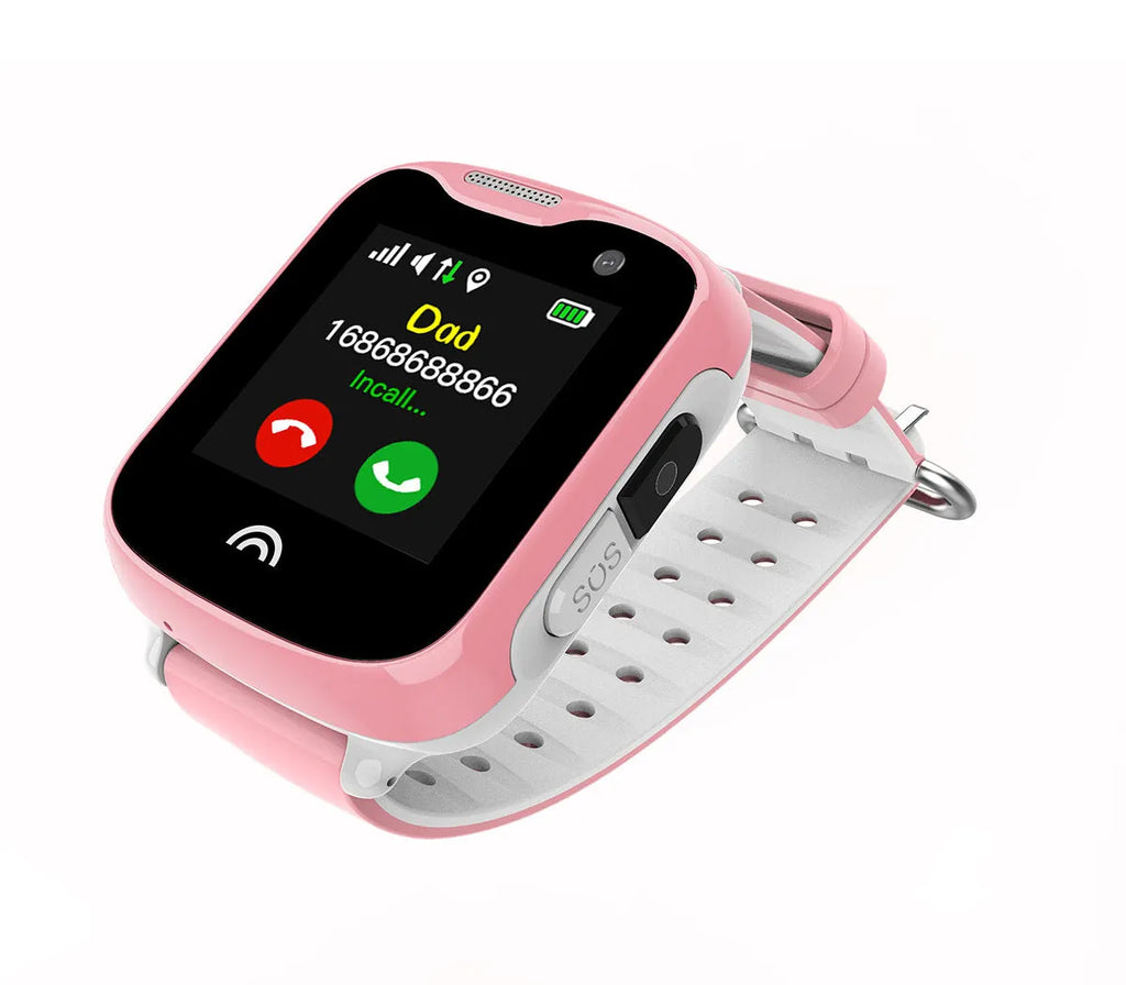 Children's waterproof smartwatch with colour touchscreen on a silicone strap.