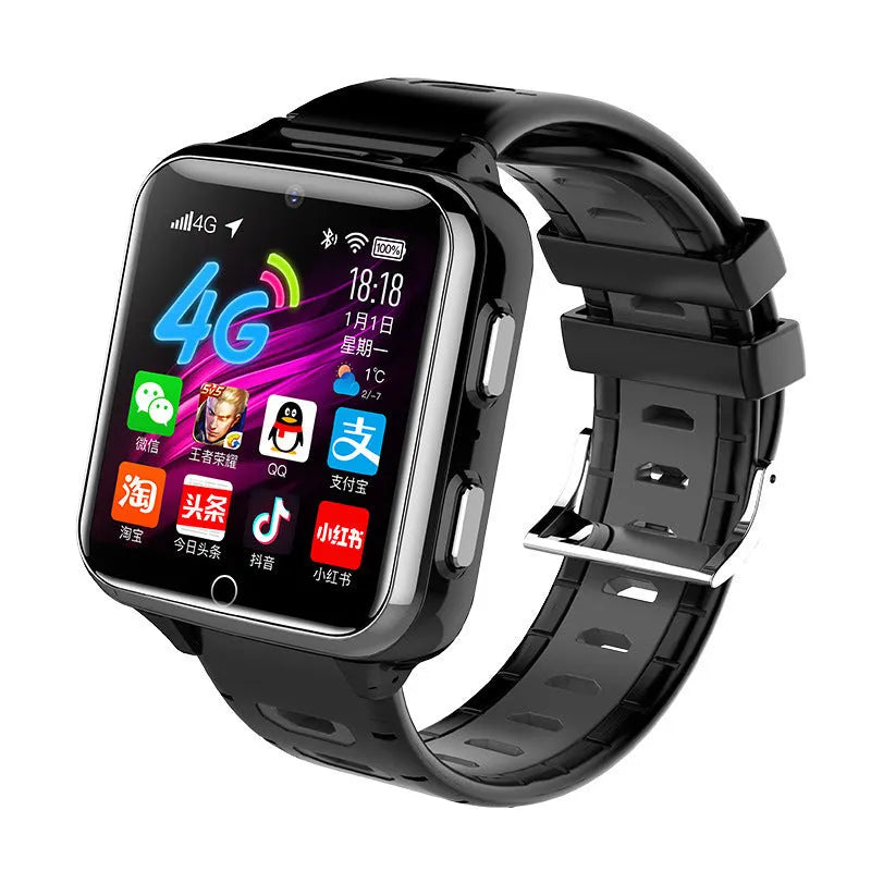 Children's smart watch with 1.54-inch screen and sports strap in black, blue, or pink.