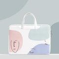 Blue PU leather waterproof laptop bag for a 15.6-inch notebook with a soft handle and zip closure.