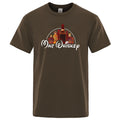 Men's short sleeve t-shirt with malt whiskey print, extra wide fit, shown in blue, brown, dark green, green, navy blue and orange