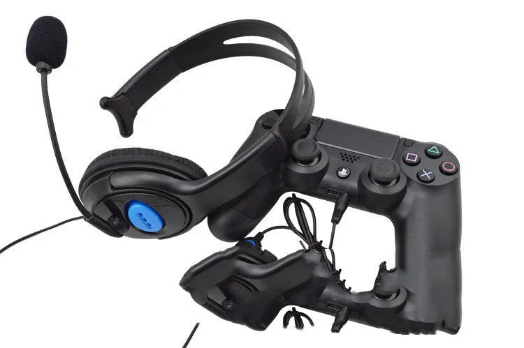 Black PS4 wired gaming headset with 3.5mm plug connector for PlayStation 4 consoles