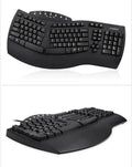 Perixx Periboard-512 black and white ergonomic split keyboard with wired USB cable