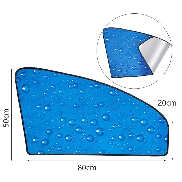 Single layer retractable magnetic car curtain silver coated cloth with steel wire frame installed on car window rail