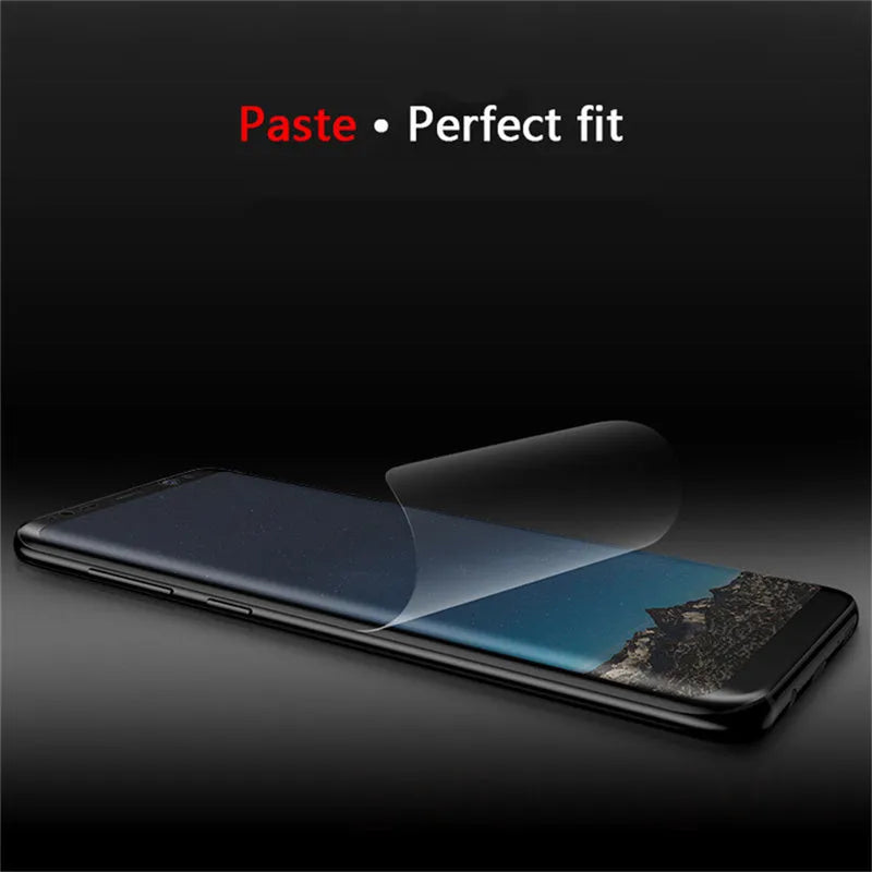 Purple light curved hydraulic film screen protector for Samsung Galaxy phones.