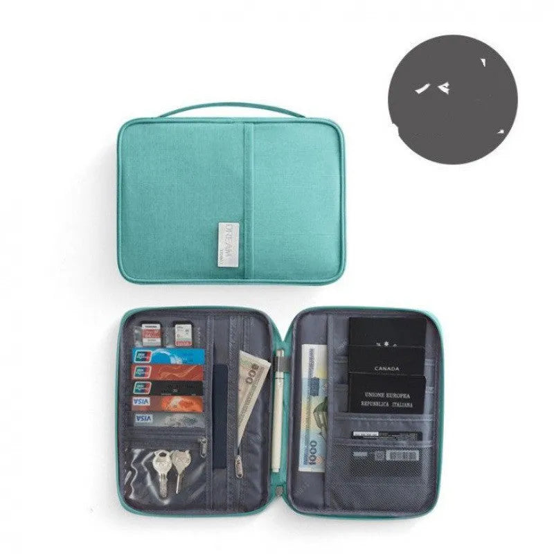 Waterproof cationic fabric passport cover in black, blue, grey, pink, or sky blue colours