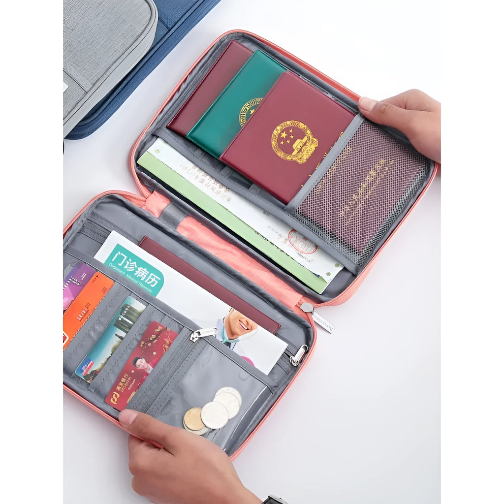 Waterproof cationic fabric passport cover in black, blue, grey, pink, or sky blue colours