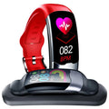 Smart bracelet with digital display showing heart rate, available in black, blue or red colours