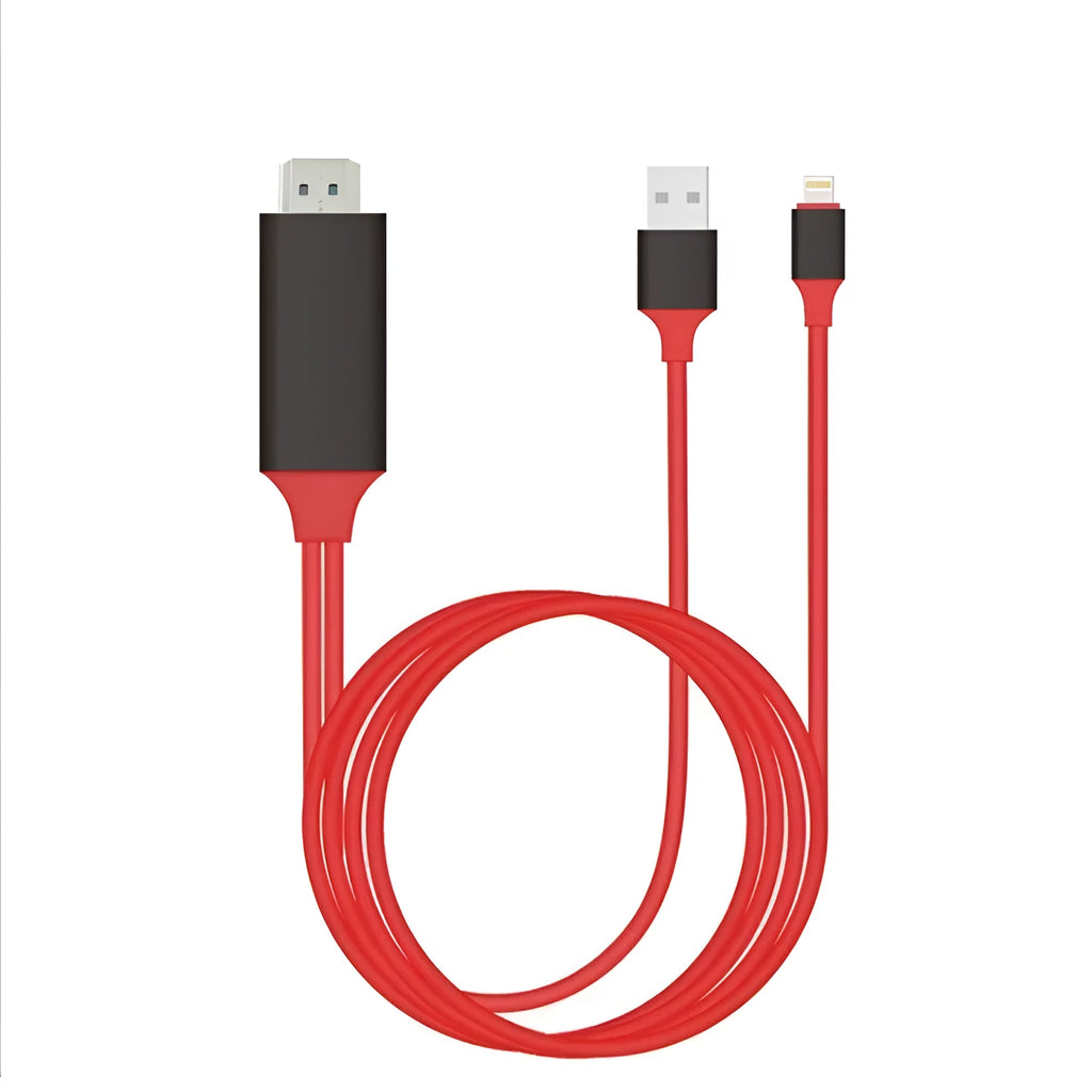 Black Lightning to HDMI cable adapter for iPhone 5 to 11 Pro Max with reversible plug