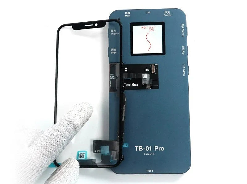 Mobile phone screen diagnostic tester with connection cables for smartphone display testing