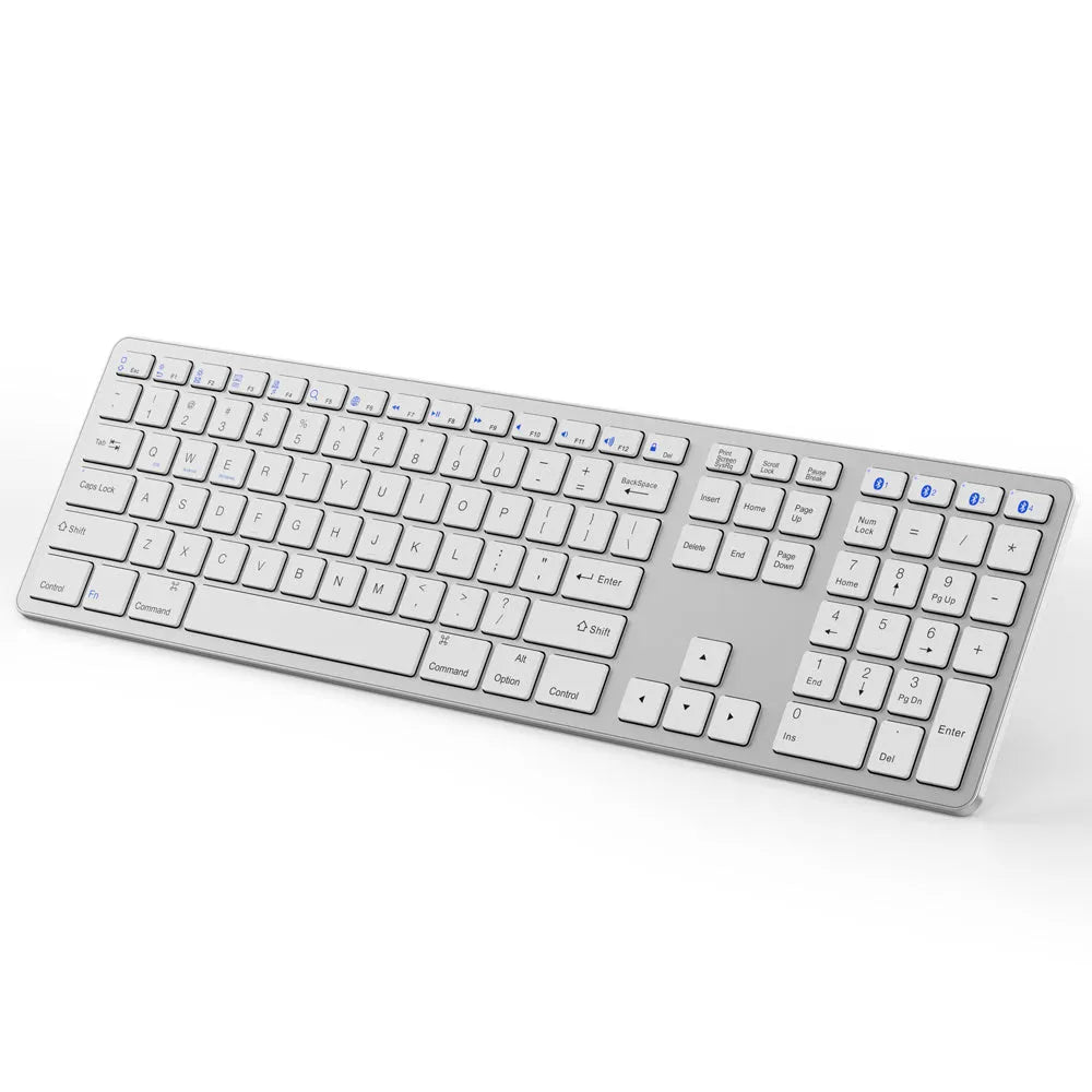 Aluminium 34-key wireless numeric keypad in black or silver with Bluetooth 3.0 for Windows iOS Android